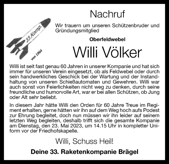 Anzeige von Willi Völker von OM-Medien