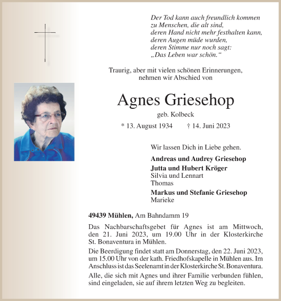 Anzeige von Agnes Griesehop von OM-Medien