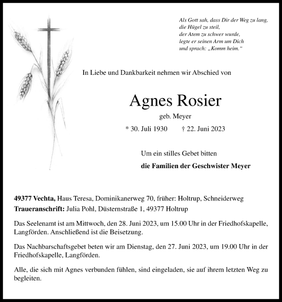 Anzeige von Agnes Rosier von OM-Medien