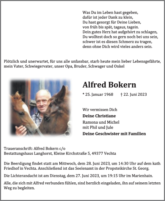 Anzeige von Alfred Bokern von OM-Medien