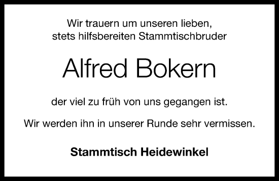 Anzeige von Alfred Bokern von OM-Medien