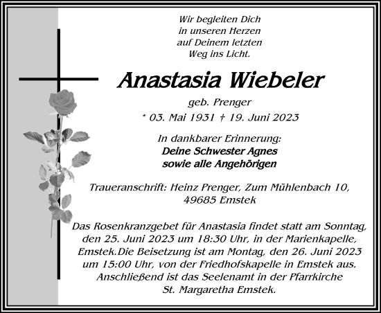 Anzeige von Anastasia Wiebeler von OM-Medien