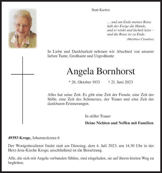 Anzeige von Angela Bornhorst von OM-Medien