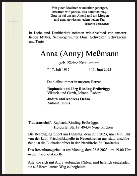 Anzeige von Anna Meßmann von OM-Medien