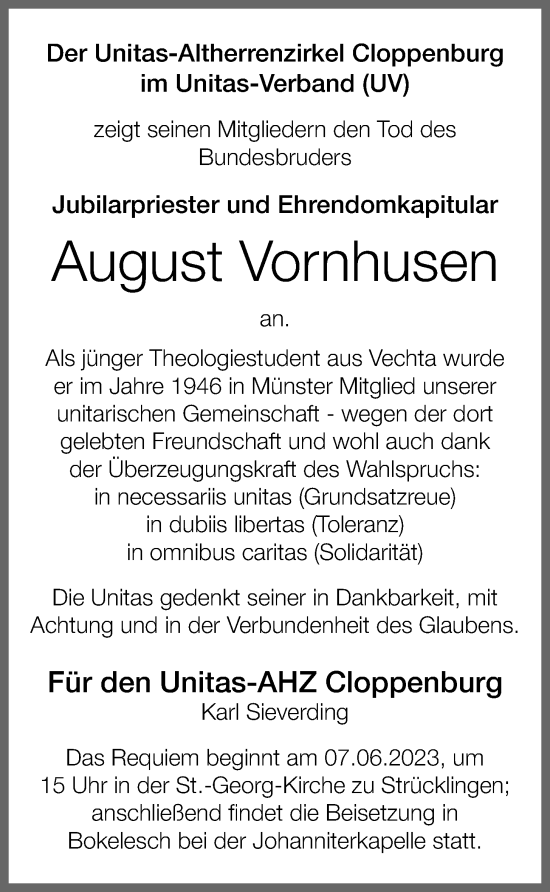 Anzeige von August Vornhusen von OM-Medien