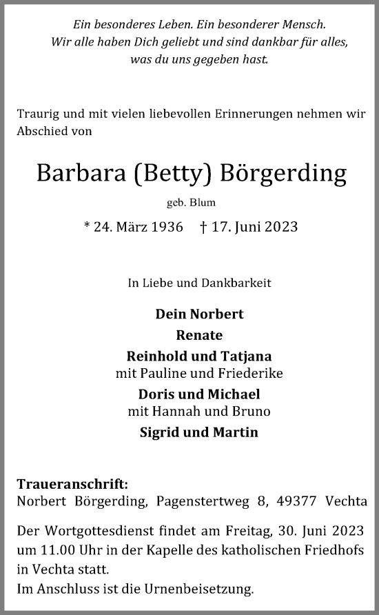 Anzeige von Barbara Börgerding von OM-Medien