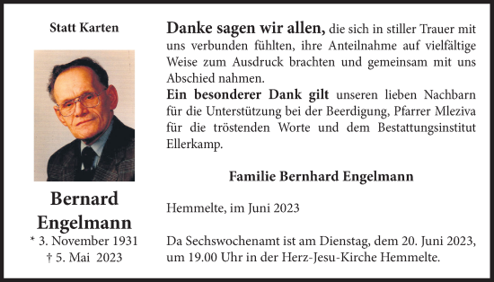 Anzeige von Bernard Engelmann von OM-Medien