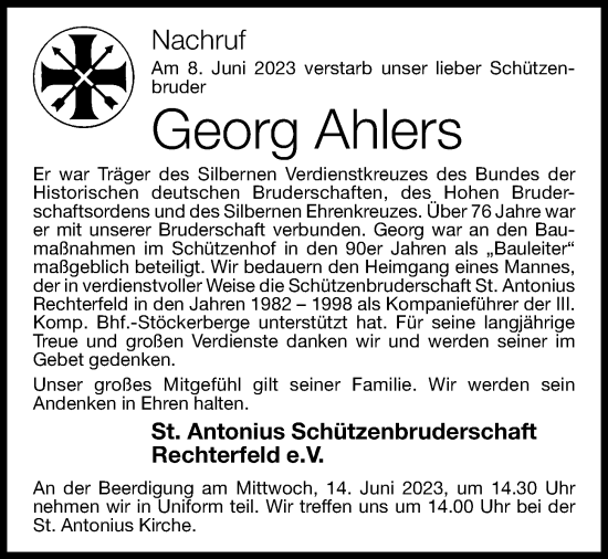 Anzeige von Georg Ahlers von OM-Medien