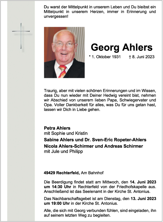 Anzeige von Georg Ahlers von OM-Medien