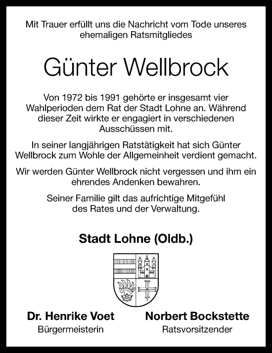 Anzeige von Günter Wellbrock von OM-Medien