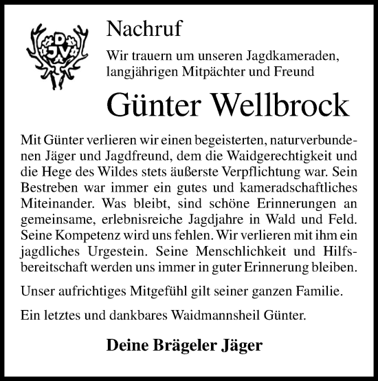 Anzeige von Günter Wellbrock von OM-Medien