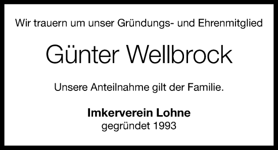 Anzeige von Günter Wellbrock von OM-Medien