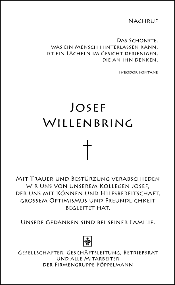  Traueranzeige für Josef Willenbring vom 20.06.2023 aus OM-Medien