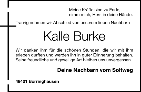 Anzeige von Kalle Burke von OM-Medien