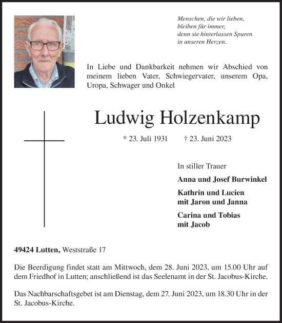 Anzeige von Ludwig Holzenkamp von OM-Medien