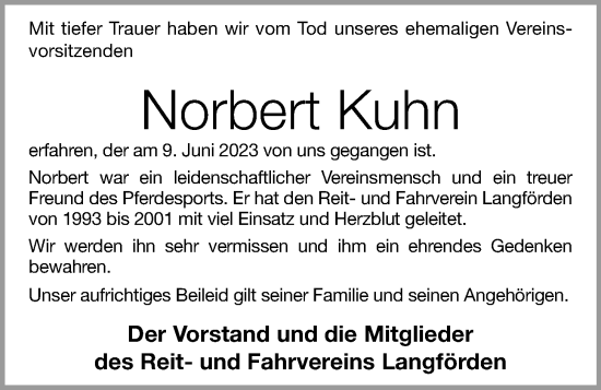 Anzeige von Norbert Kuhn von OM-Medien