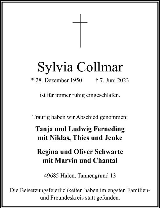 Anzeige von Sylvia Collmar von OM-Medien