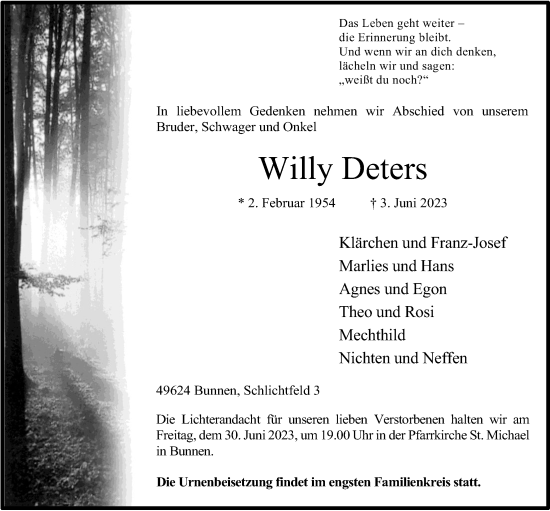 Anzeige von Willy Deters von OM-Medien