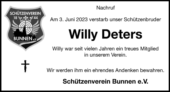 Anzeige von Willy Deters von OM-Medien