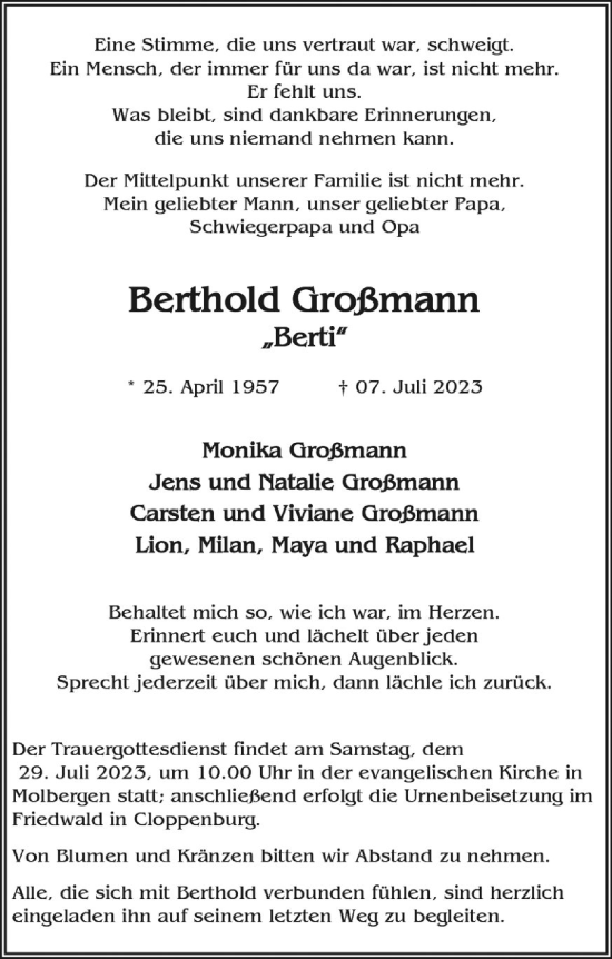 Anzeige von Berthold Großmann von OM-Medien