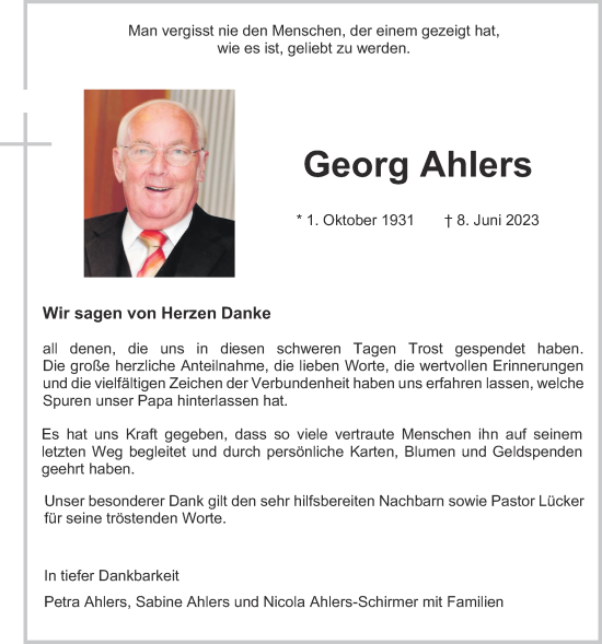 Anzeige von Georg Ahlers von OM-Medien