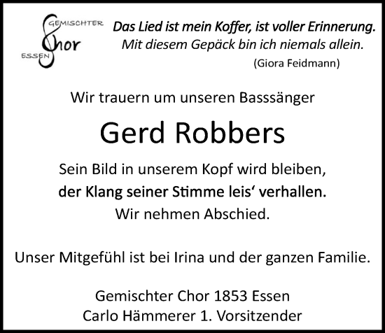 Anzeige von Gerd Robbers von OM-Medien