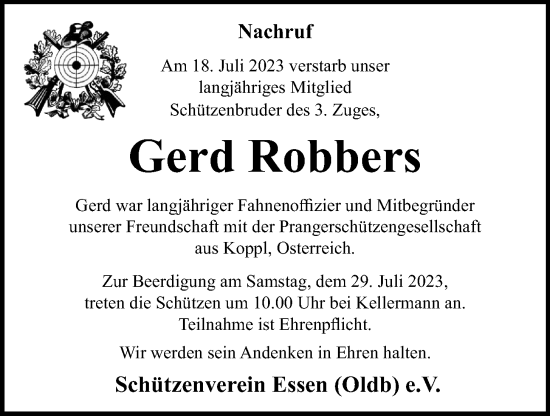 Anzeige von Gerd Robbers von OM-Medien