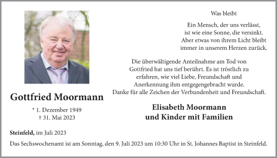 Anzeige von Gottfried Moormann von OM-Medien