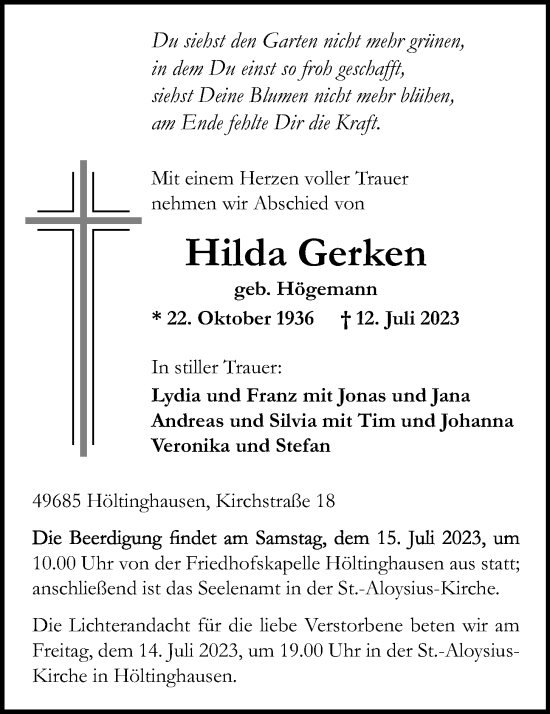 Anzeige von Hilda Gerken von OM-Medien