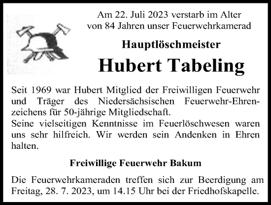 Anzeige von Hubert Tabeling von OM-Medien