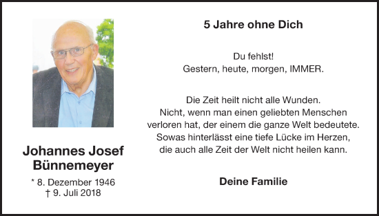 Anzeige von Johannes Josef Bünnemeyer von OM-Medien