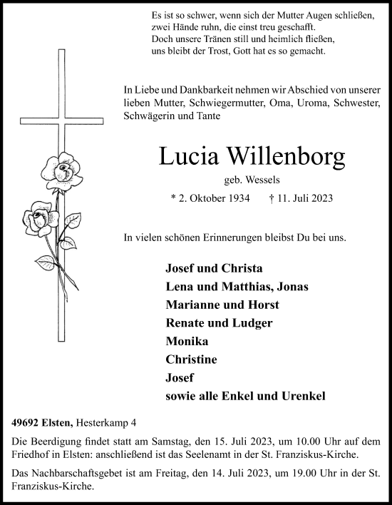 Anzeige von Lucia Willenborg von OM-Medien