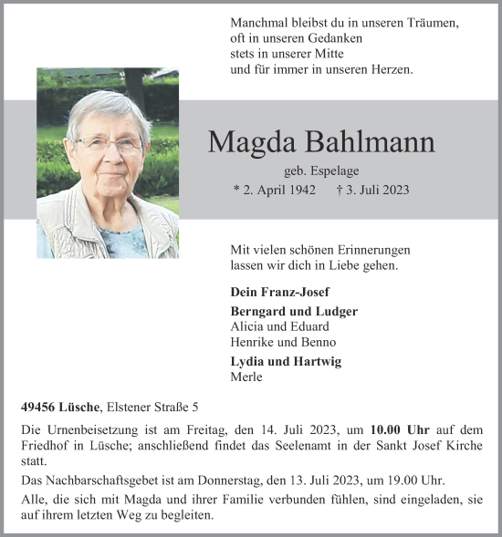 Anzeige von Magda Bahlmann von OM-Medien