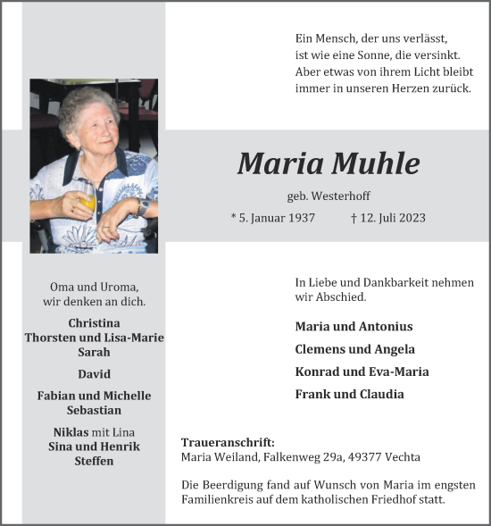 Anzeige von Maria Muhle von OM-Medien