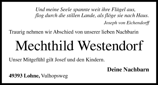 Anzeige von Mechthild Westendorf von OM-Medien