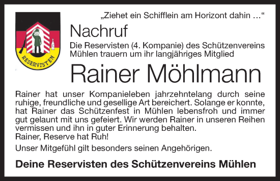 Anzeige von Rainer Möhlmann von OM-Medien