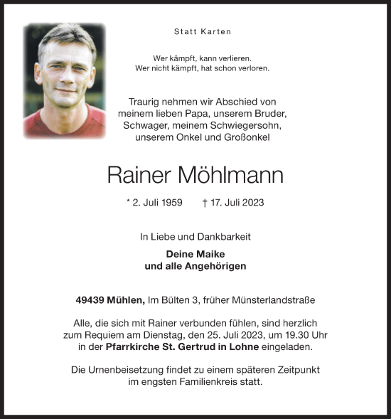 Anzeige von Rainer Möhlmann von OM-Medien