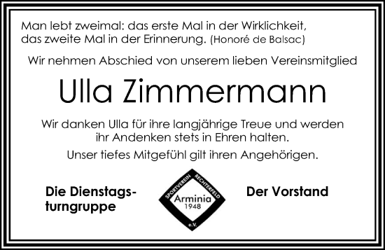 Anzeige von Ulla Zimmermann von OM-Medien