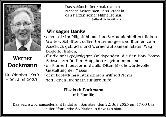 Anzeige von Werner Dockmann von OM-Medien