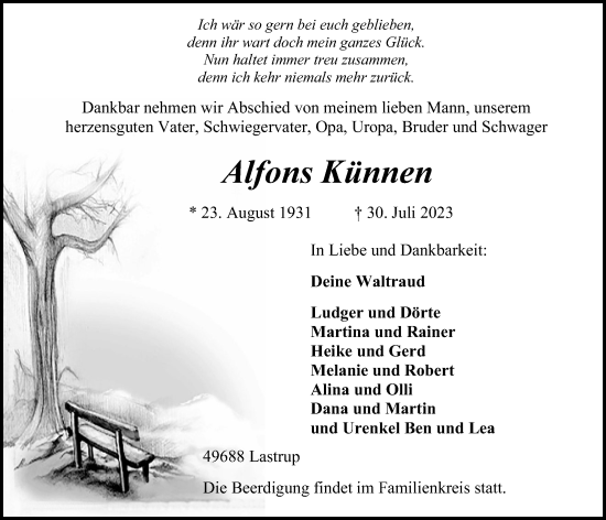 Anzeige von Alfons Künnen von OM-Medien