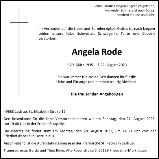 Anzeige von Angela Rode von OM-Medien