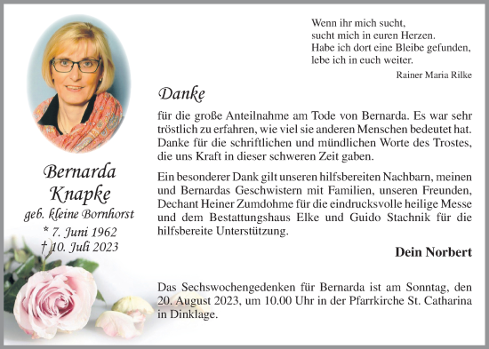 Anzeige von Bernarda Knapke von OM-Medien