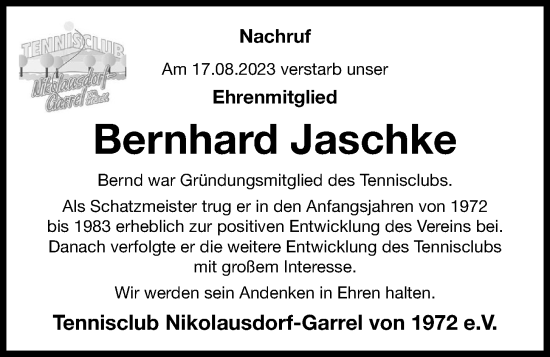 Anzeige von Bernhard Jaschke von OM-Medien