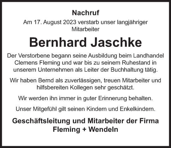 Anzeige von Bernhard Jaschke von OM-Medien