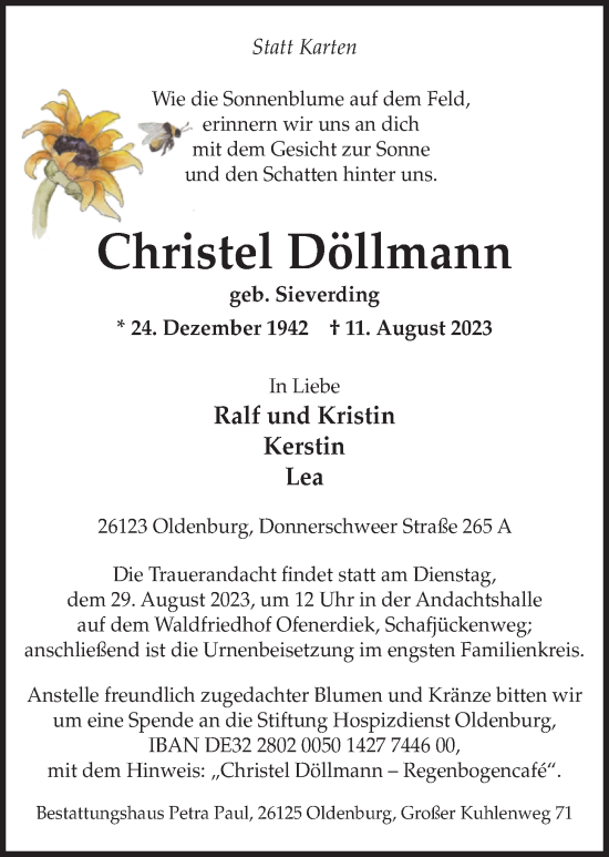 Anzeige von Christel Döllmann von OM-Medien