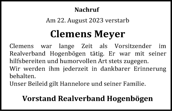 Anzeige von Clemens Meyer von OM-Medien