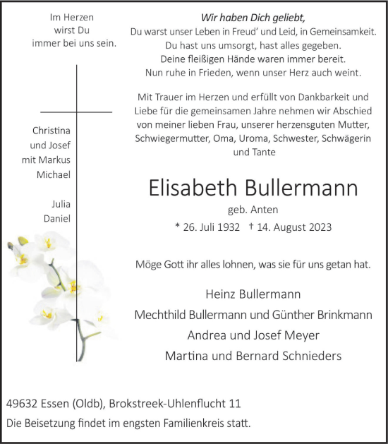 Anzeige von Elisabeth Bullermann von OM-Medien