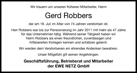 Anzeige von Gerd Robbers von OM-Medien