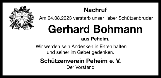 Anzeige von Gerhard Bohmann von OM-Medien