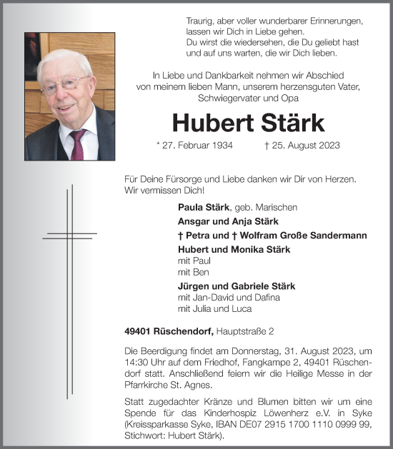 Anzeige von Hubert Stärk von OM-Medien